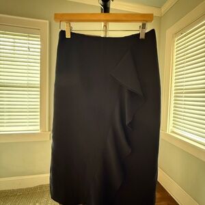 J. Crew Black Pencil Skirt with Ruffle